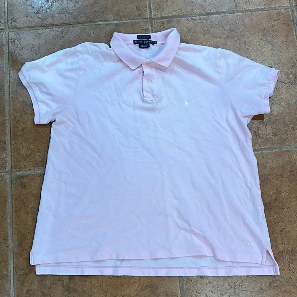 Ralph Lauren classic Fit Short Sleeve Polo Shirt Pink Size XL